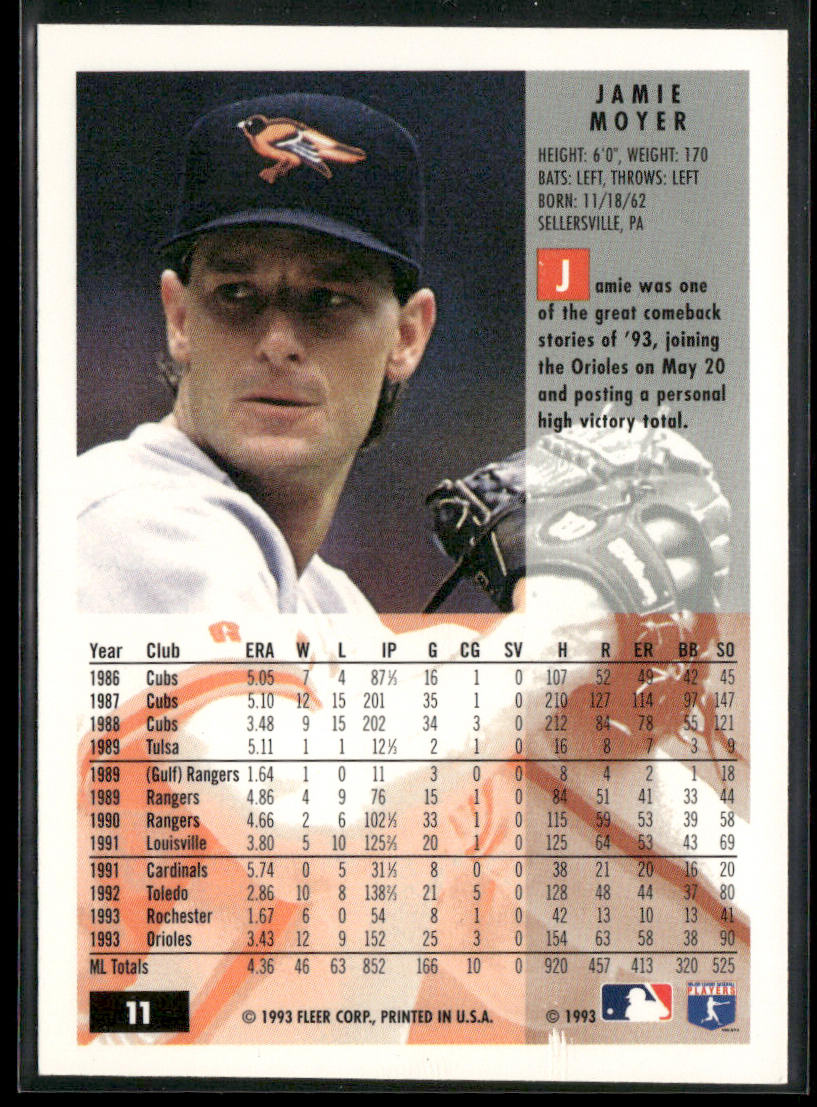 Jamie Moyer 1994 Fleer #11 Baltimore Orioles