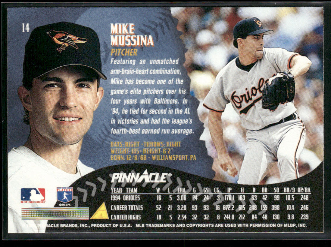 Mike Mussina 1995 Pinnacle #14 Baltimore Orioles