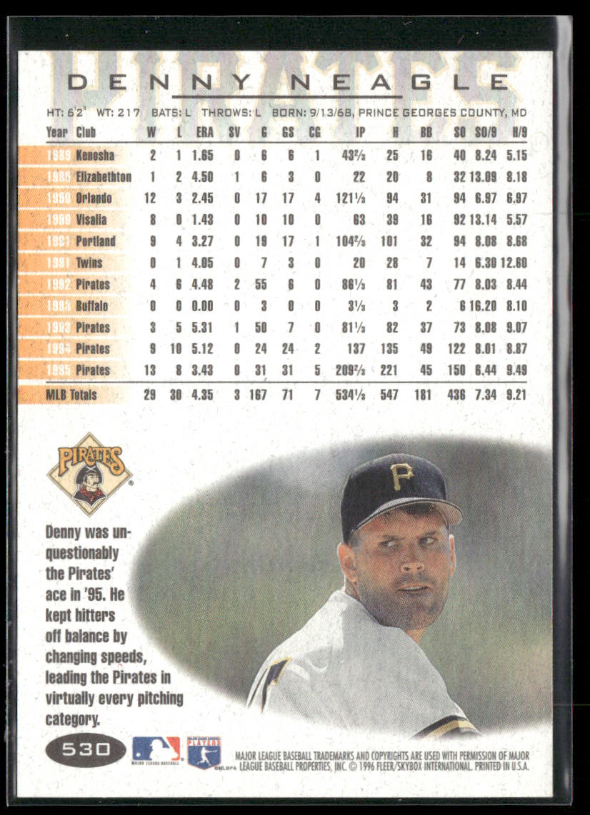 Denny Neagle 1996 Fleer #530 Pittsburgh Pirates