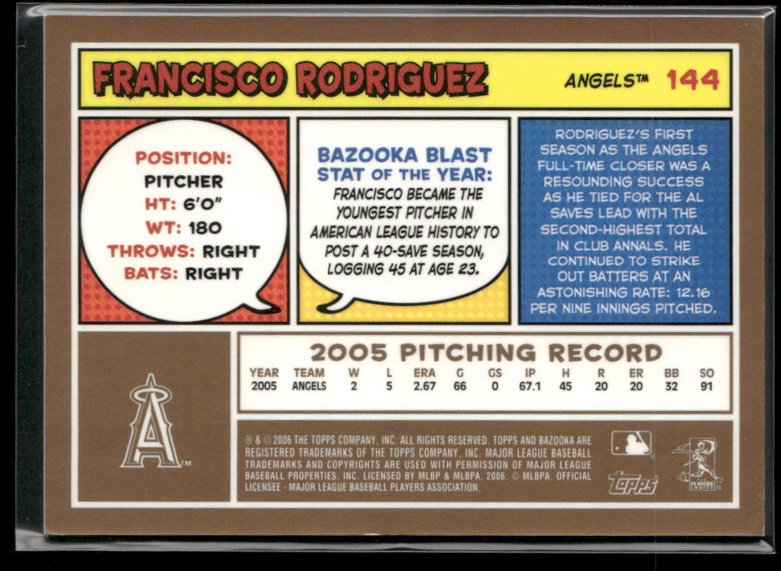 Francisco Rodriguez 2006 Bazooka Gold Chunks #144 Los Angeles Angels