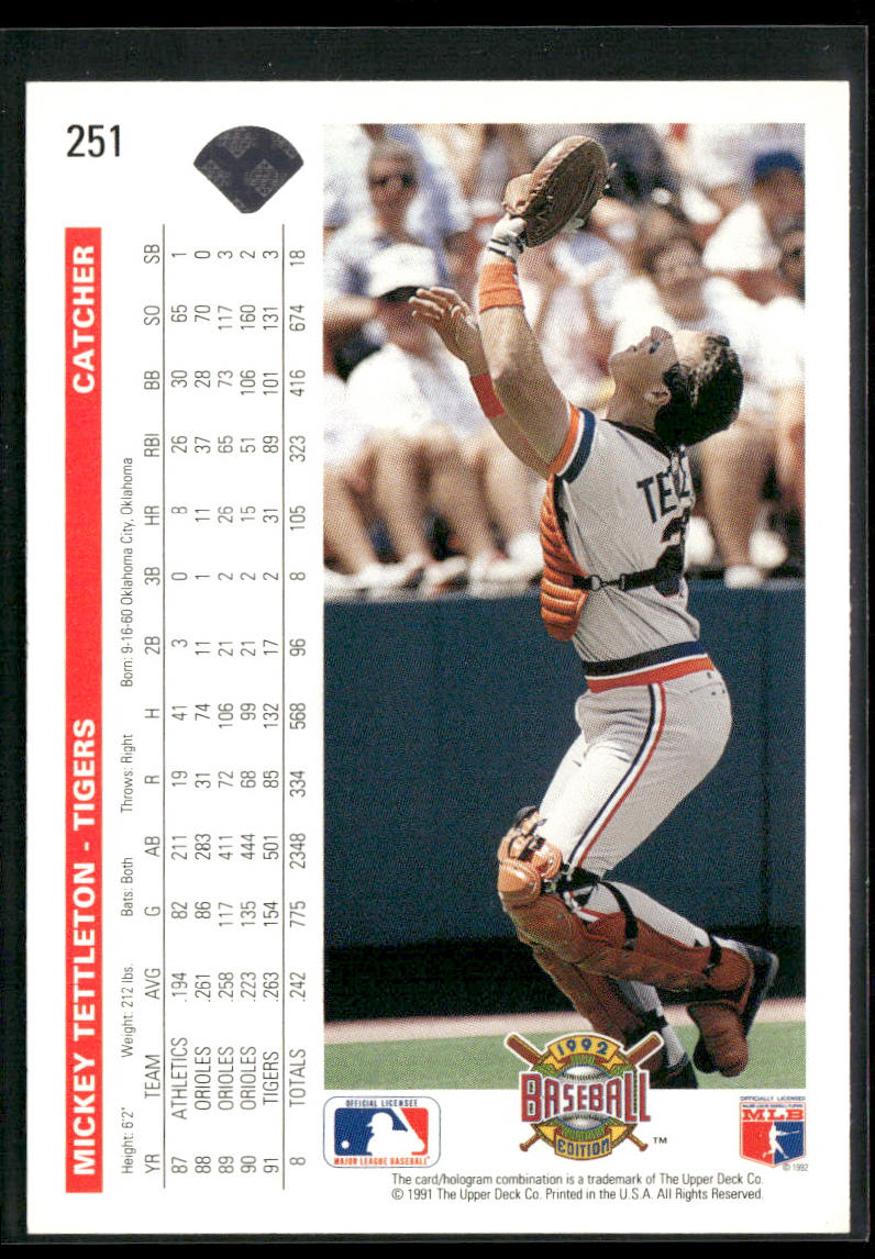 Mickey Tettleton 1992 Upper Deck #251 Detroit Tigers
