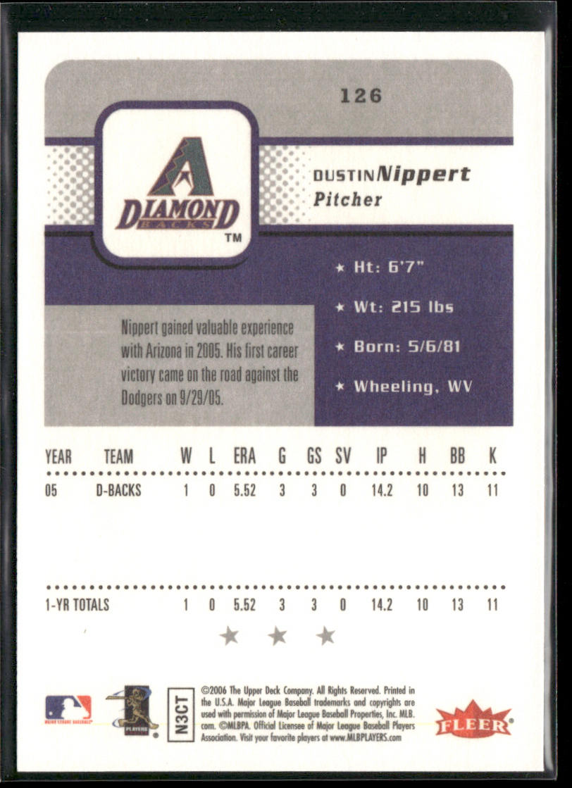Dustin Nippert 2006 Fleer #126 Arizona Diamondbacks