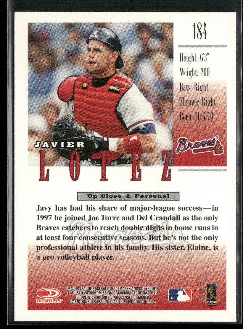 Javy Lopez 1998 Studio #184 Atlanta Braves