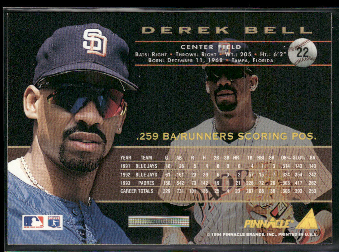 Derek Bell 1994 Pinnacle #22 San Diego Padres