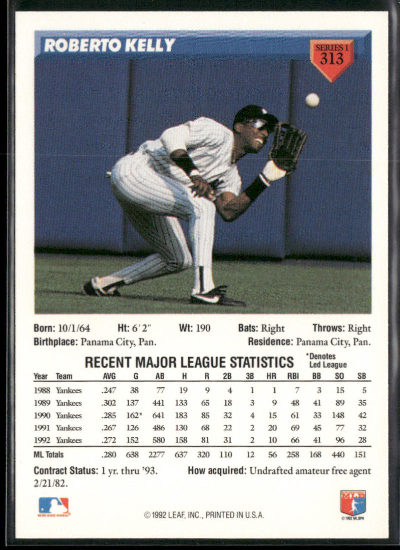 Roberto Kelly 1993 Donruss #313 New York Yankees