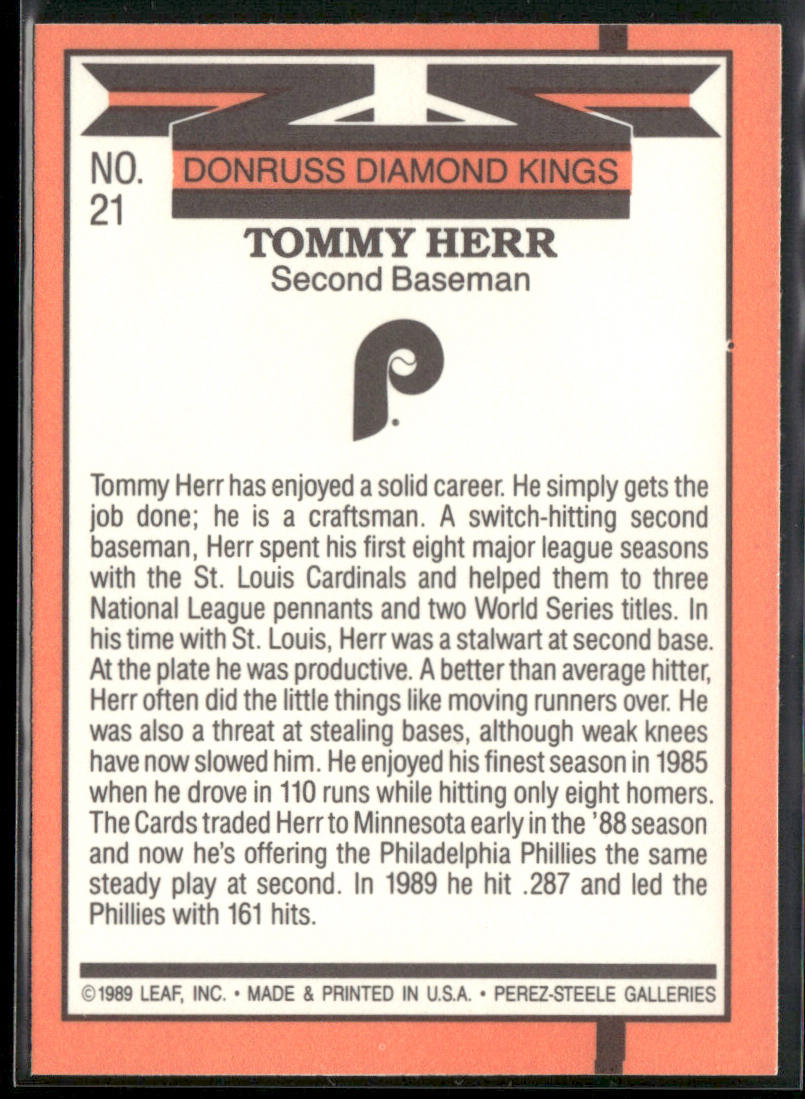 Tommy Herr 1990 Donruss #21 Philadelphia Phillies