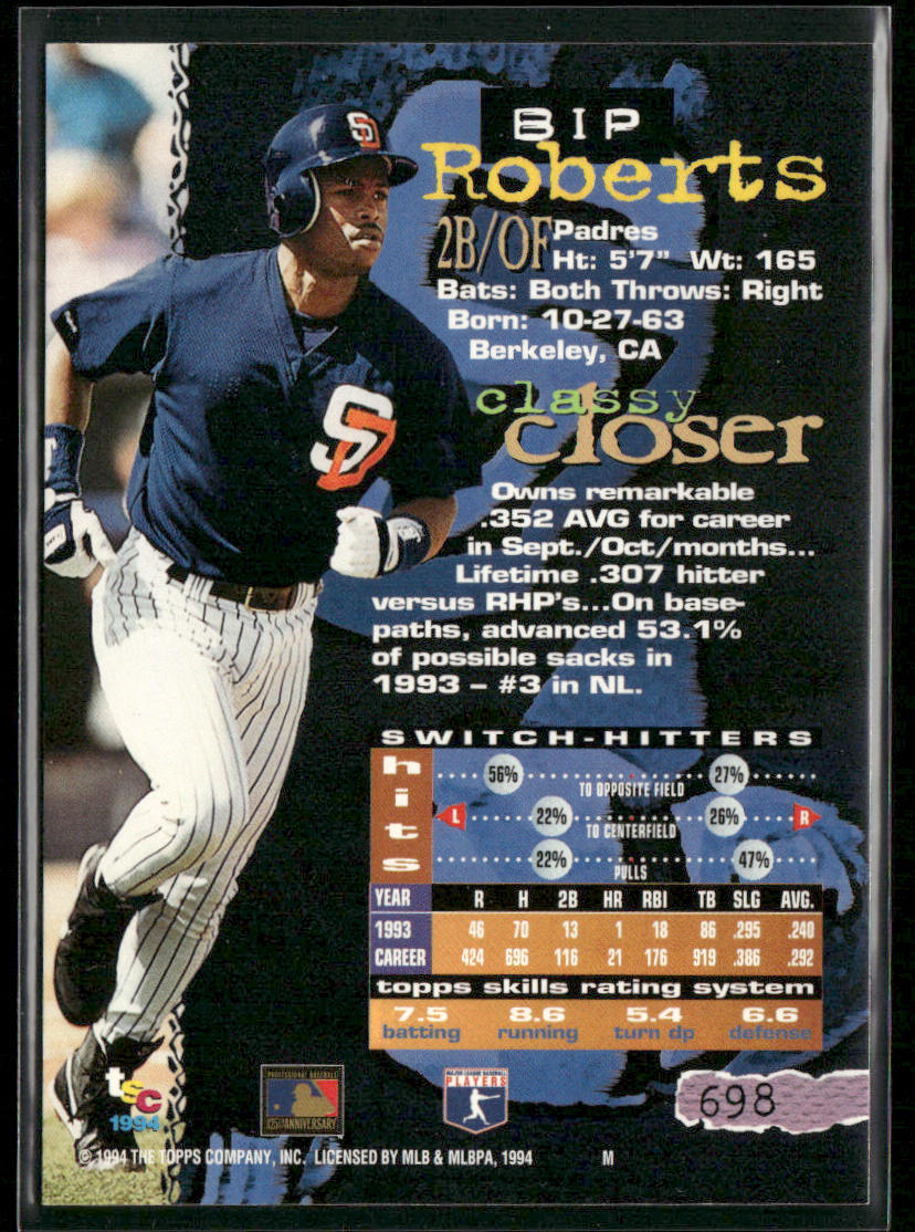 Bip Roberts 1994 Stadium Club #698 San Diego Padres