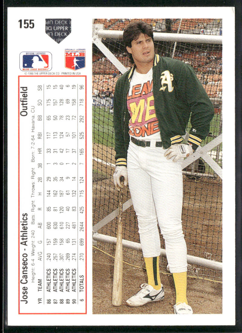 Jose Canseco 1991 Upper Deck #155 Oakland Athletics