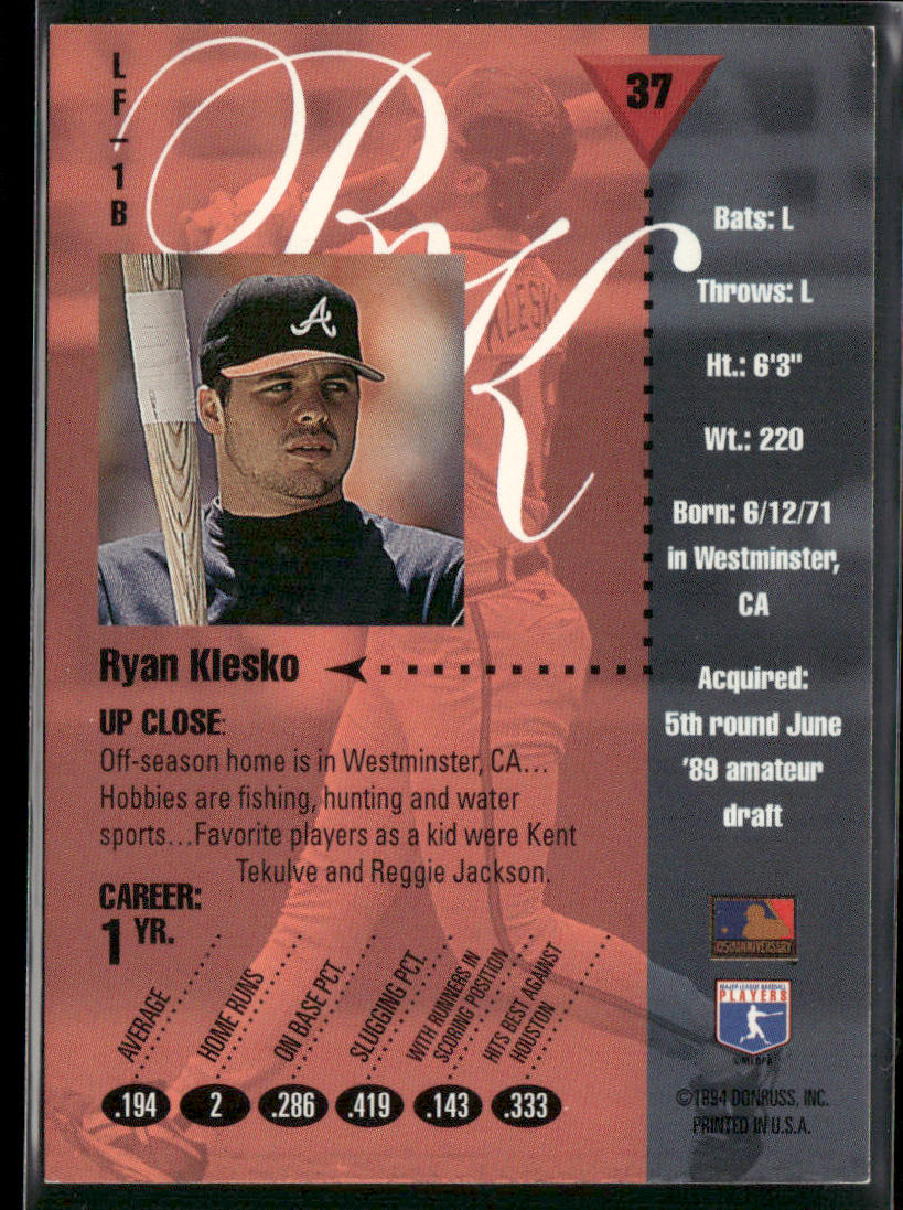 Ryan Klesko 1994 Studio #37 Atlanta Braves
