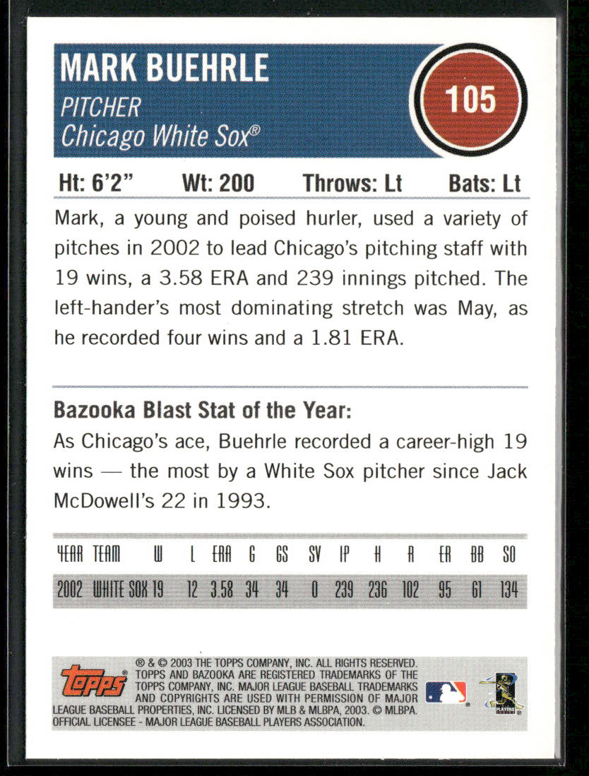Mark Buehrle 2003 Bazooka #105 Chicago White Sox