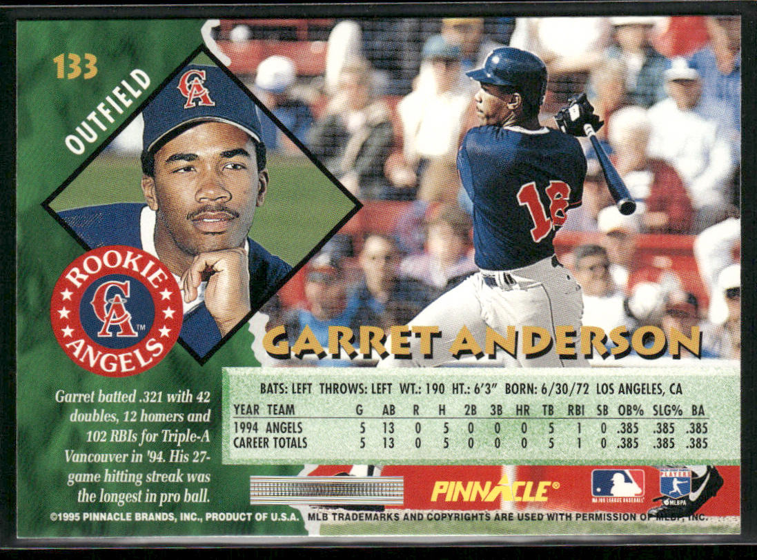 Garret Anderson 1995 Pinnacle #133 California Angels