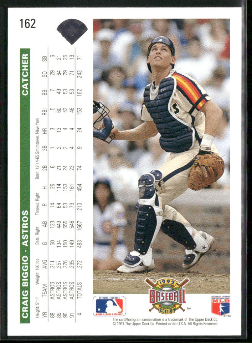 Craig Biggio 1992 Upper Deck #162 Houston Astros