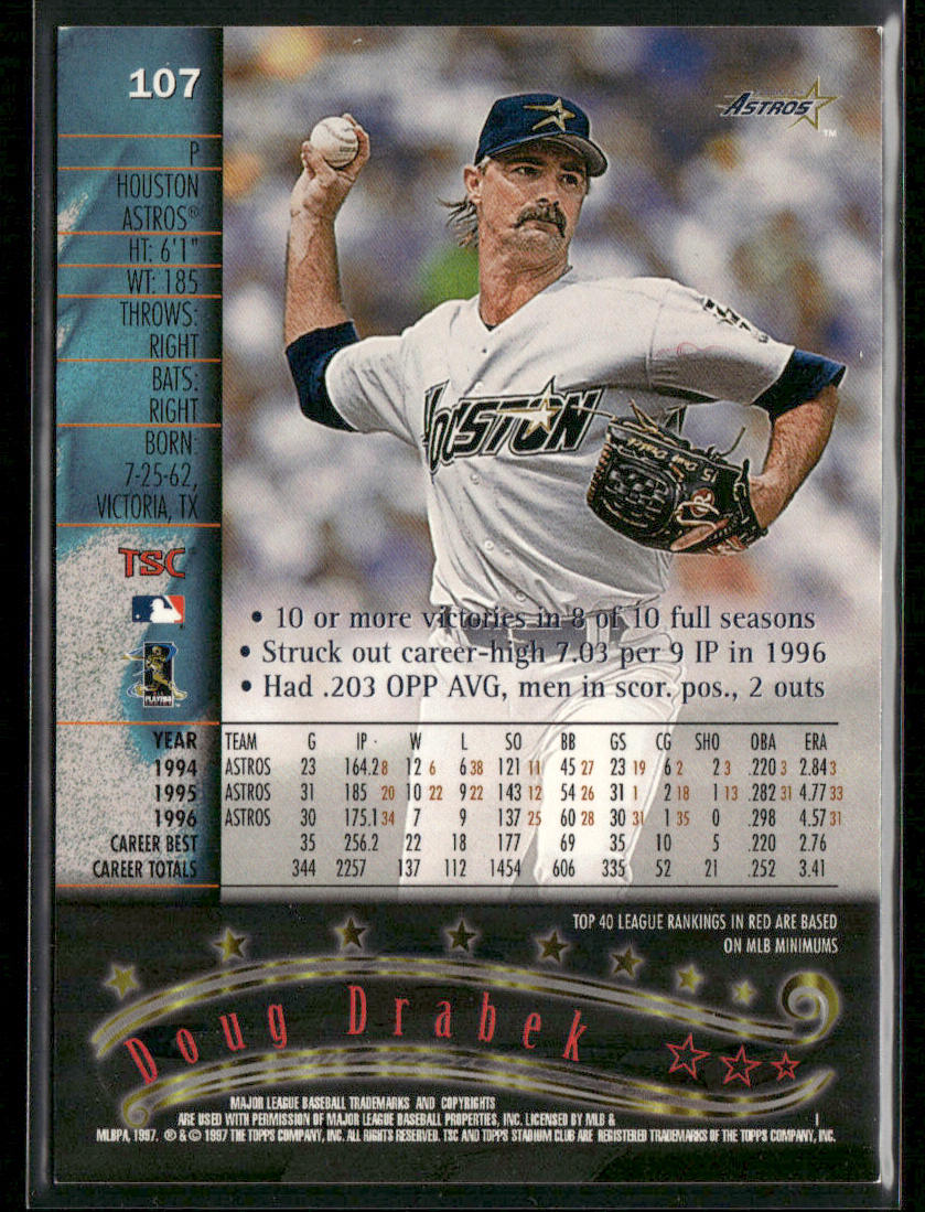 Doug Drabek 1997 Stadium Club #107 Houston Astros