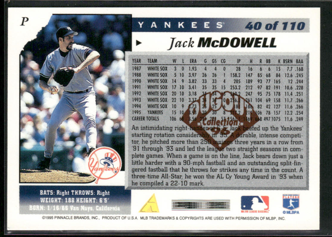 Jack McDowell 1996 Score Dugout Collection (Series One) #40 New York Yankees