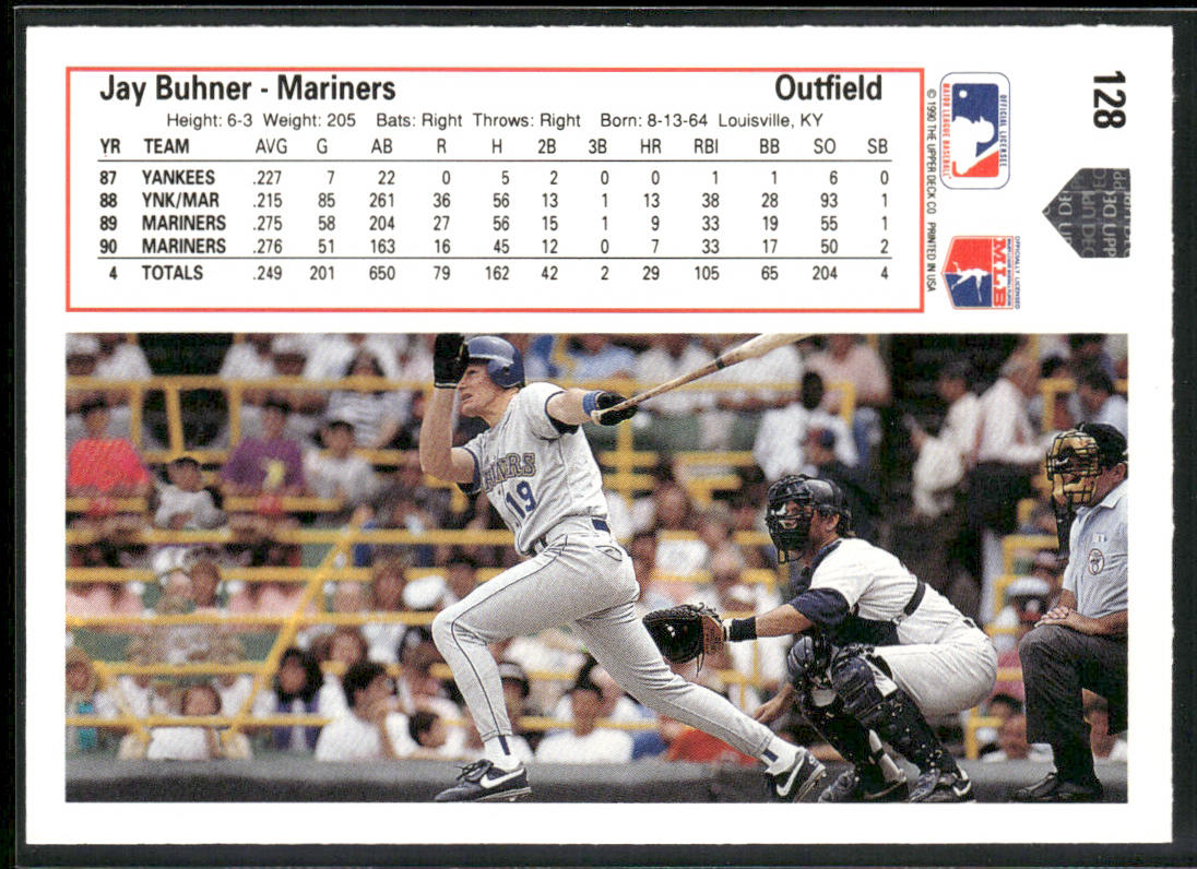 Jay Buhner 1991 Upper Deck #128b Seattle Mariners