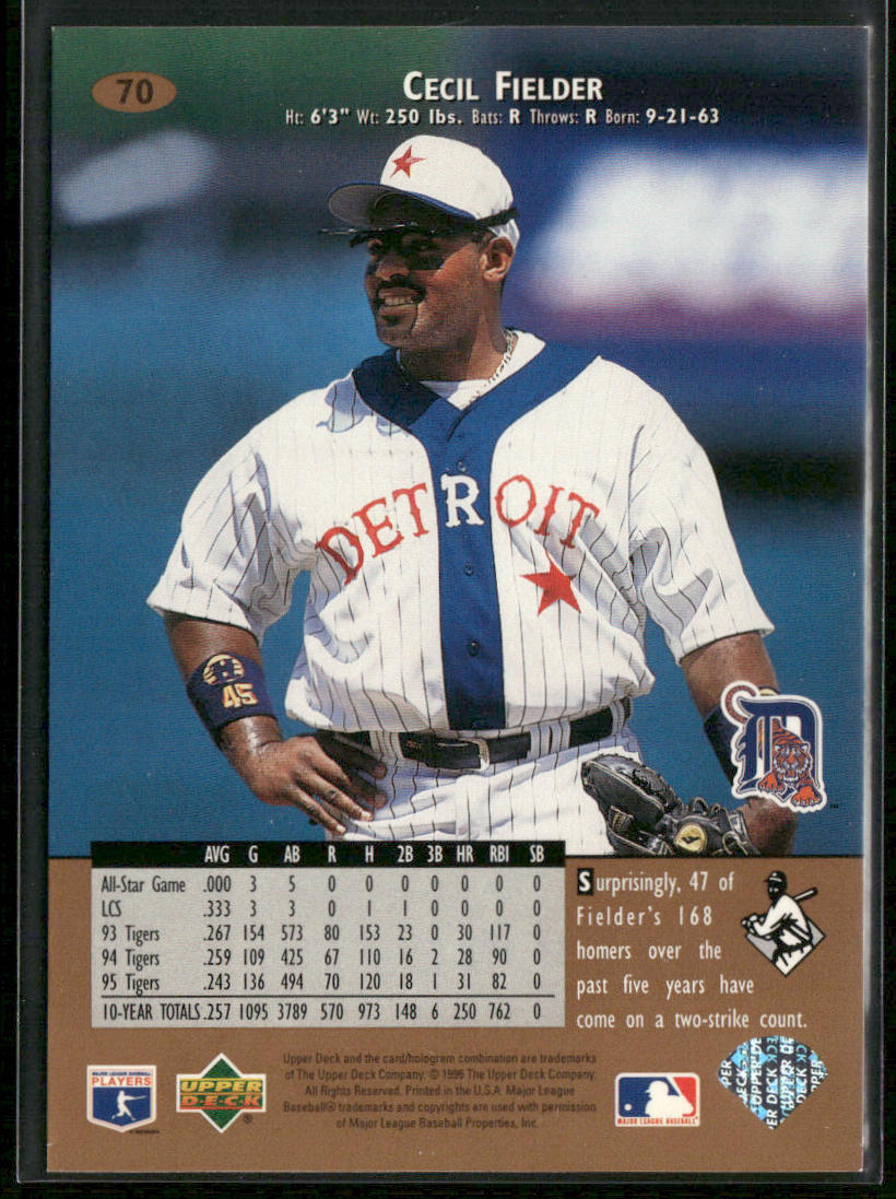 Cecil Fielder 1996 Upper Deck #70 Detroit Tigers