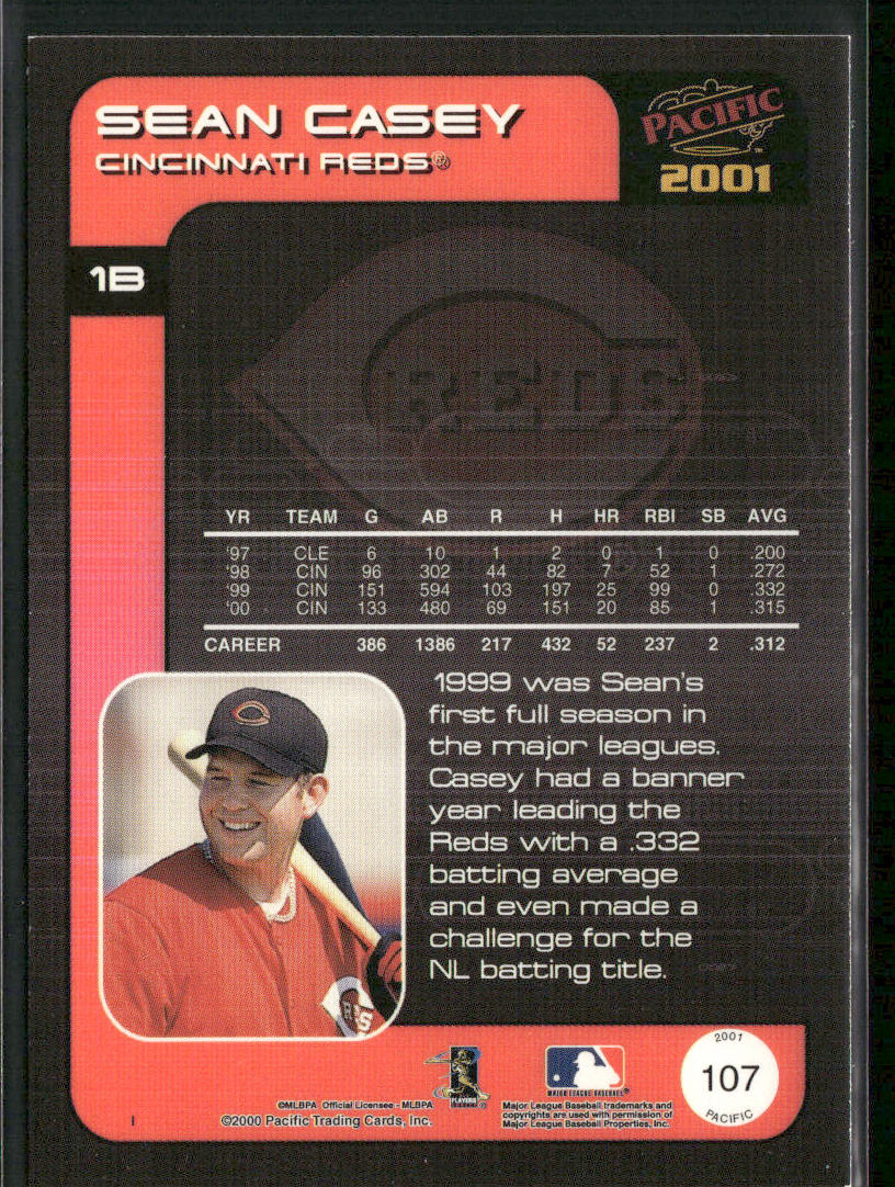 Sean Casey 2001 Pacific #107 Cincinnati Reds