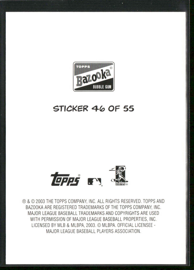 Sabathia / Vizquel / Ventura / Pettitte 2003 Bazooka 4-on-1 Stickers #46