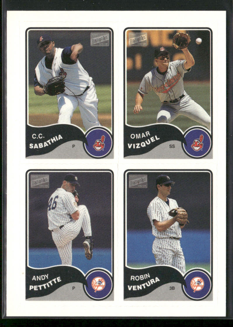 Sabathia / Vizquel / Ventura / Pettitte 2003 Bazooka 4-on-1 Stickers #46