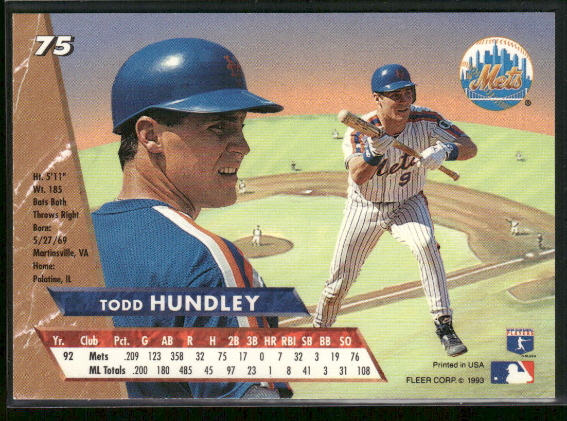 Todd Hundley 1993 Ultra #75 New York Mets