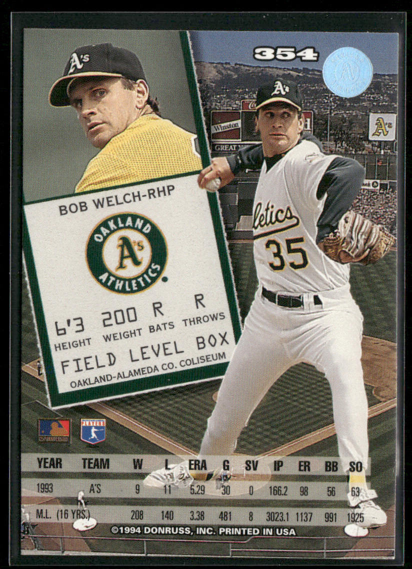 Bob Welch 1994 Leaf #354 Oakland Athletics