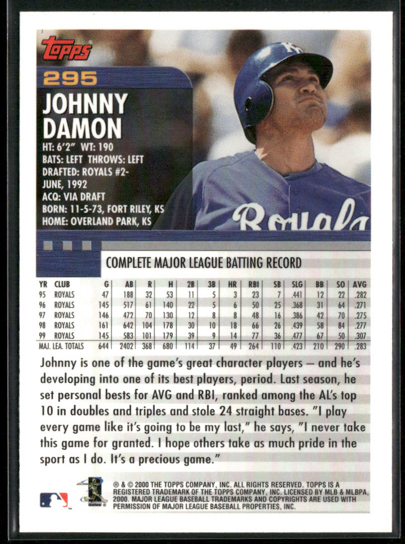 Johnny Damon 2000 Topps #295 Kansas City Royals