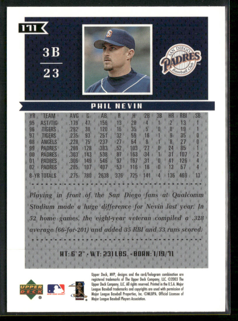 Phil Nevin 2003 Upper Deck MVP #171 San Diego Padres