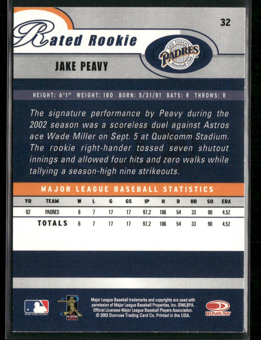 Jake Peavy 2003 Donruss #32 San Diego Padres