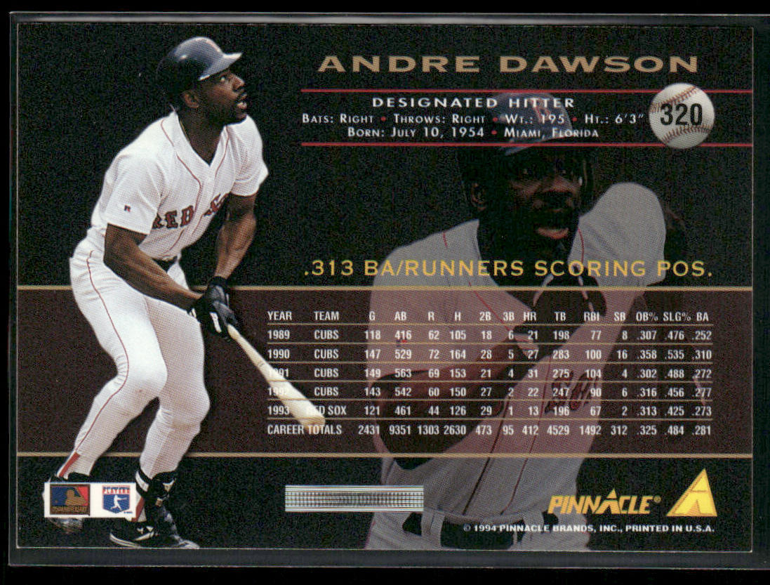 Andre Dawson 1994 Pinnacle #320 Boston Red Sox
