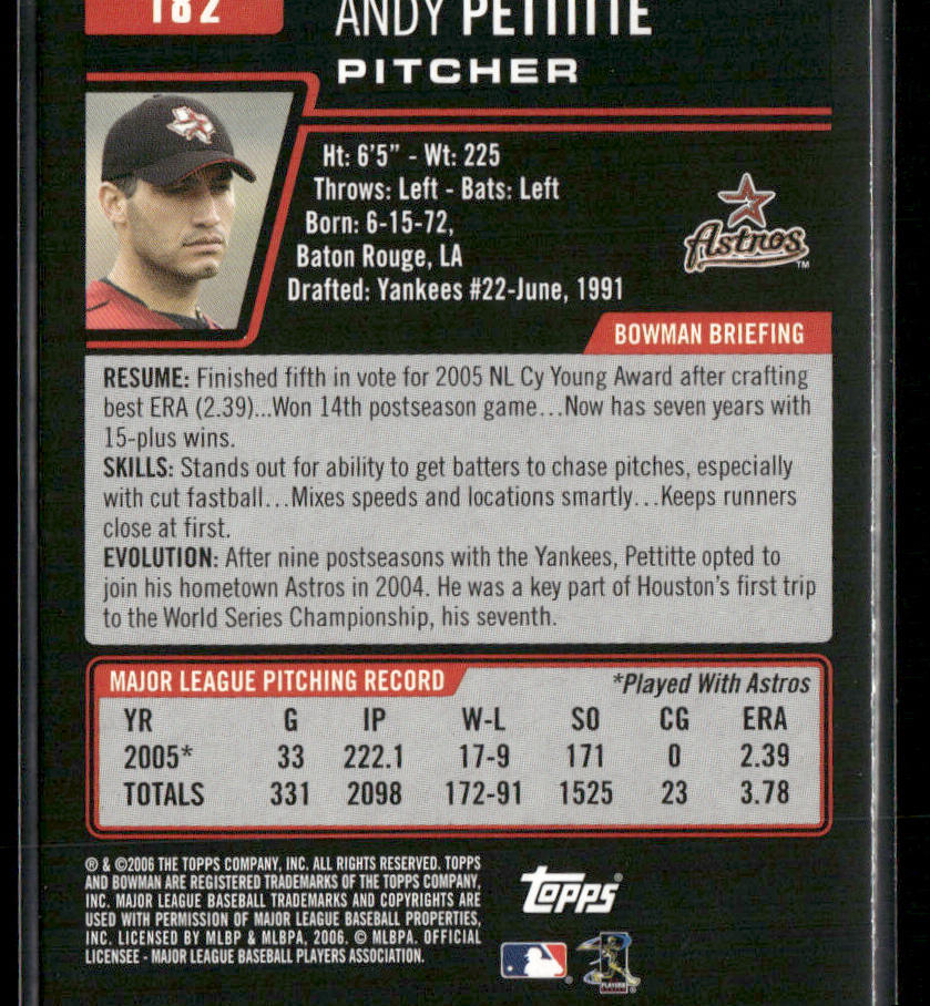 Andy Pettitte 2006 Bowman #182 Houston Astros