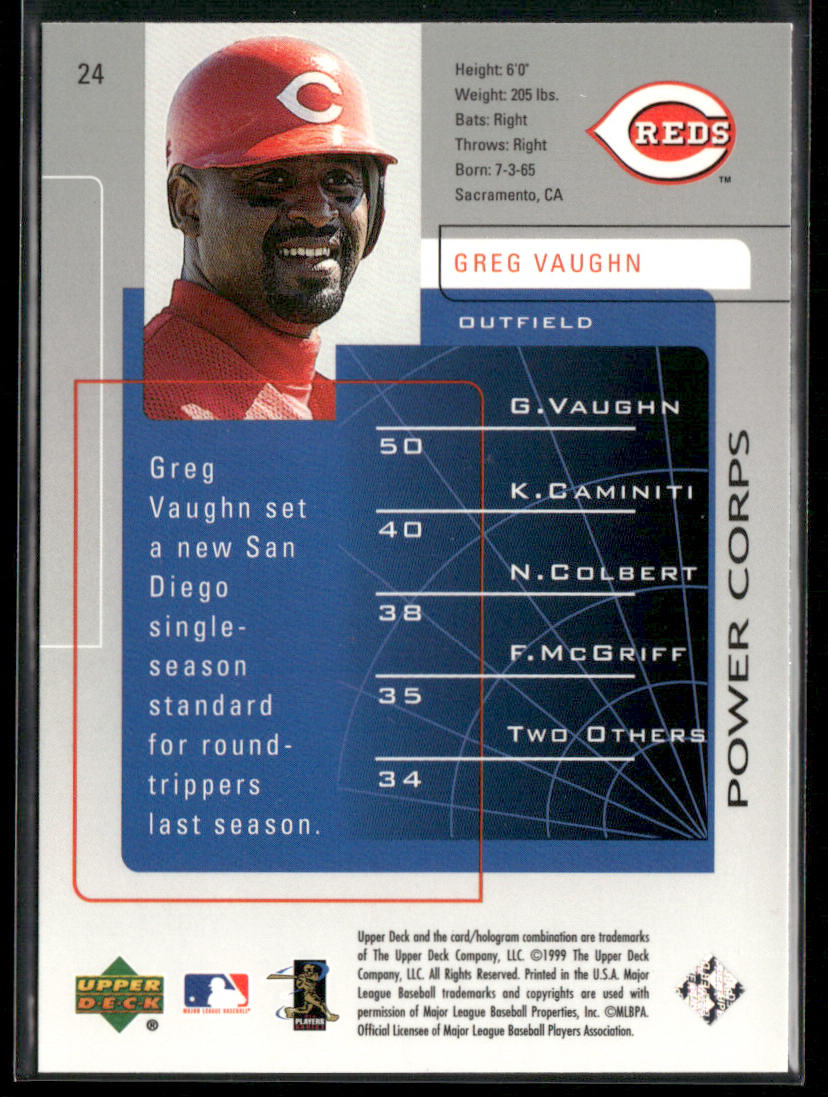 Greg Vaughn 1999 Upper Deck Challengers for 70 #24 Cincinnati Reds