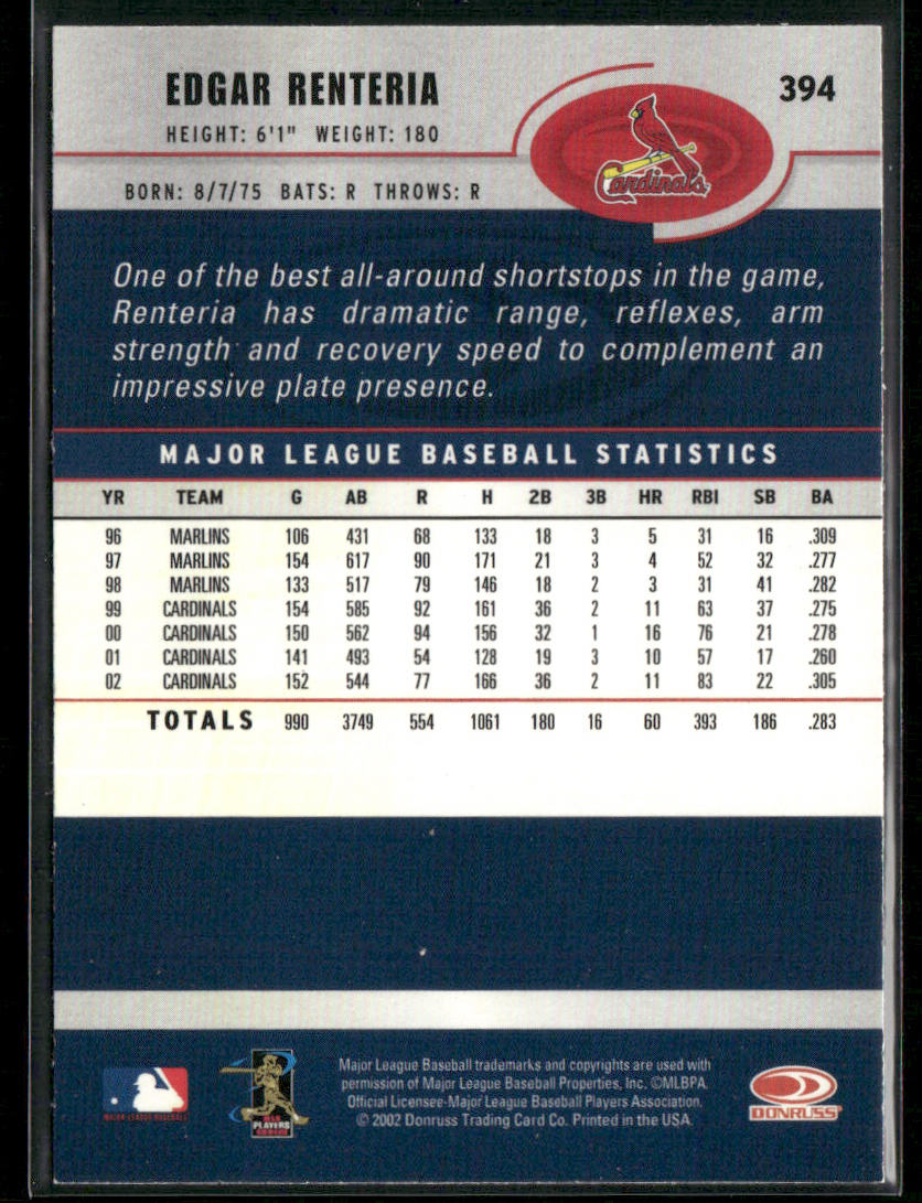 Edgar Renteria 2003 Donruss #394 St. Louis Cardinals