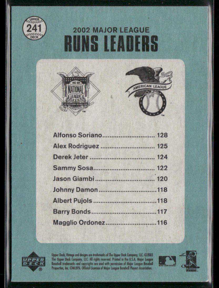 Alfonso Soriano / Alex Rodriguez / Derek Jeter SSM 2003 Upper Deck Vintage #241