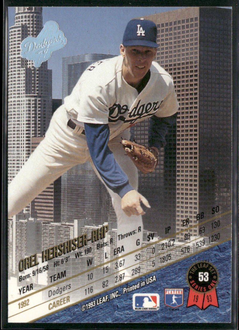 Orel Hershiser 1993 Leaf #53 Los Angeles Dodgers