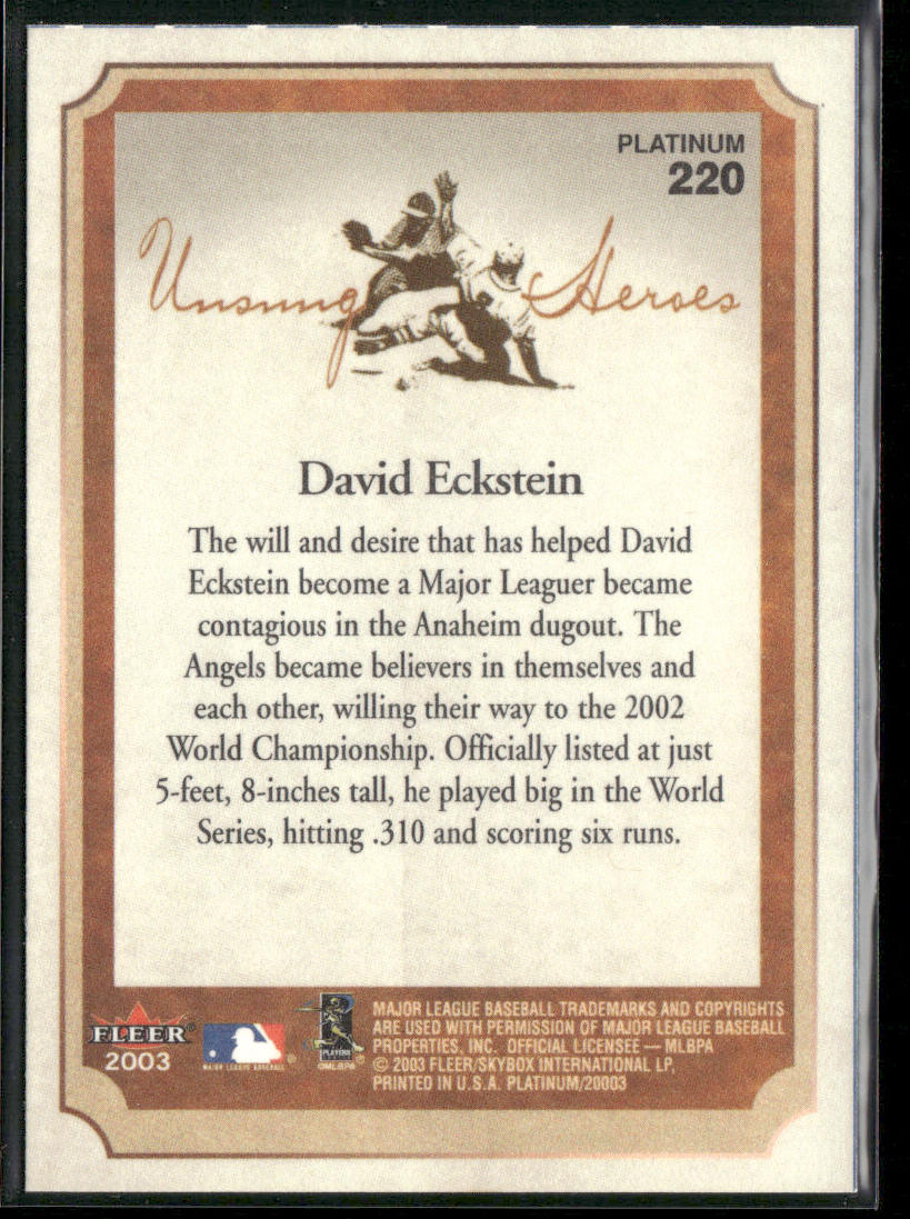 David Eckstein 2003 Fleer Platinum #220 Anaheim Angels