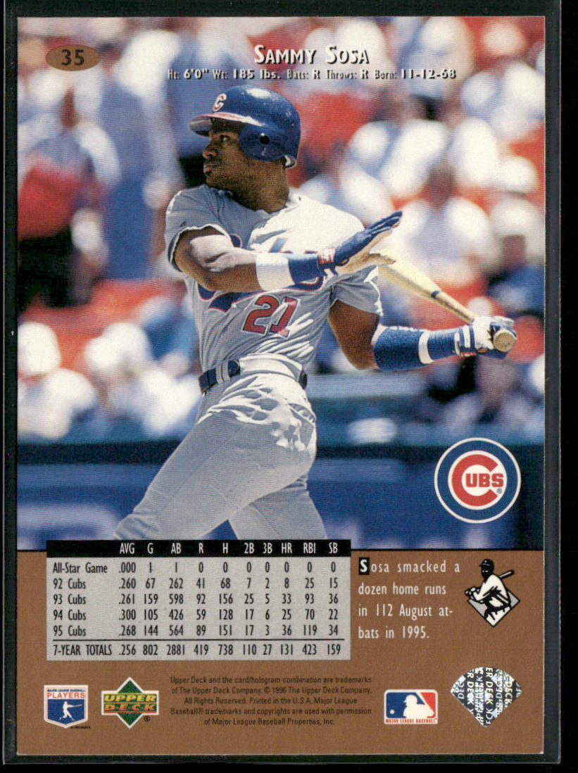 Sammy Sosa 1996 Upper Deck #35 Chicago Cubs