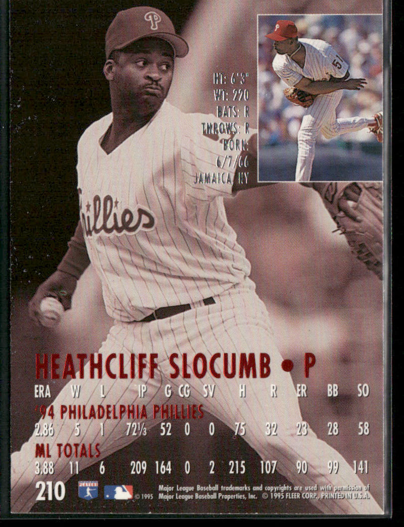 Heathcliff Slocumb 1995 Ultra #210 Philadelphia Phillies back