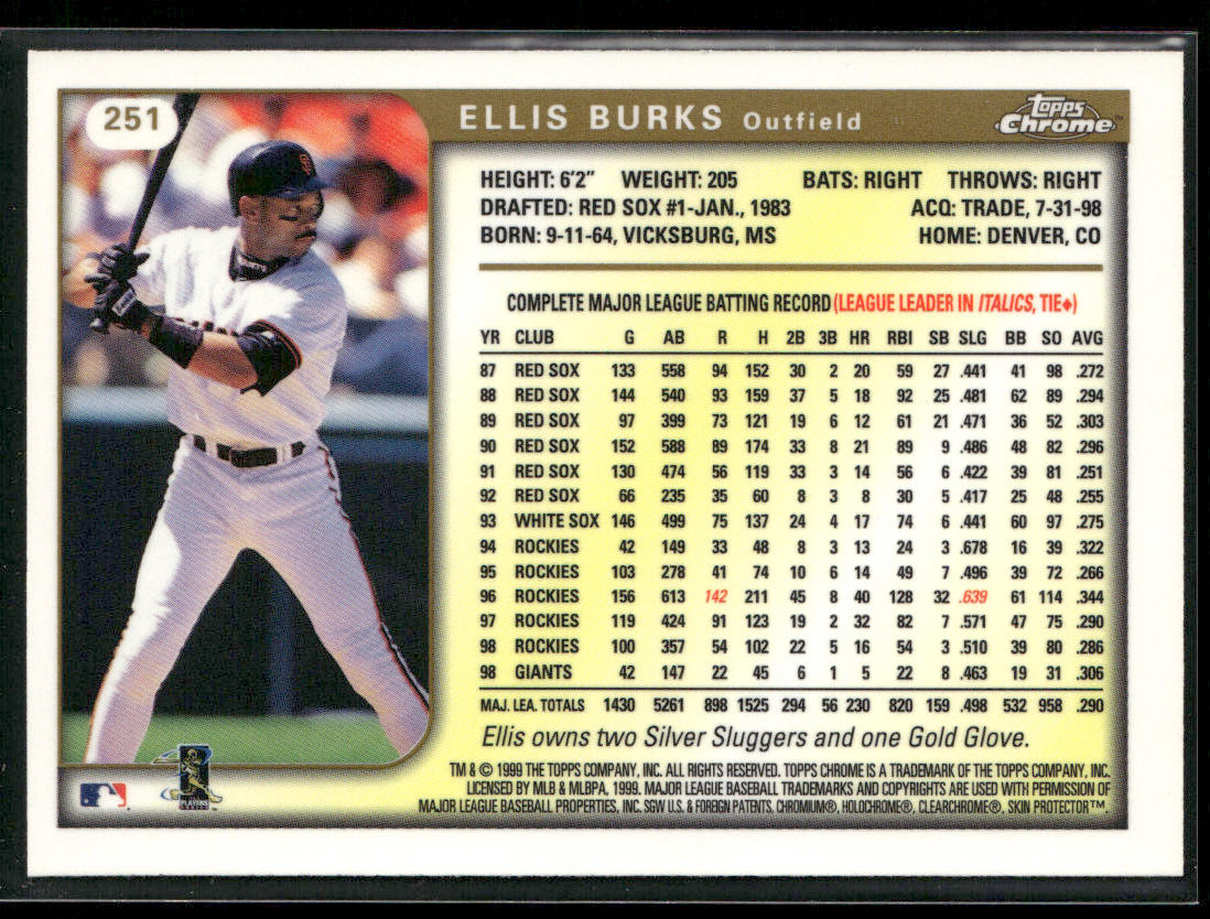 Ellis Burks 1999 Topps Chrome #251 San Francisco Giants