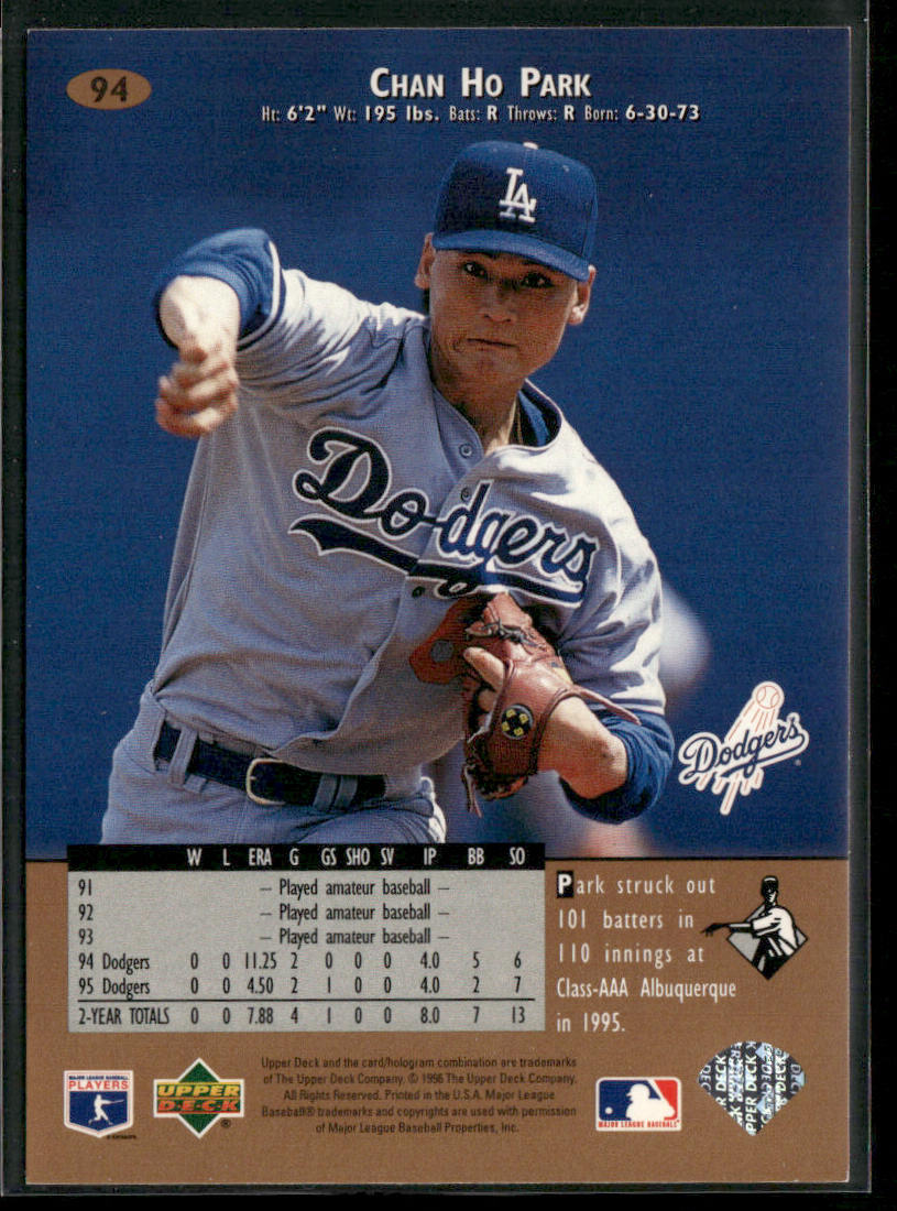 Chan Ho Park 1996 Upper Deck #94 Los Angeles Dodgers
