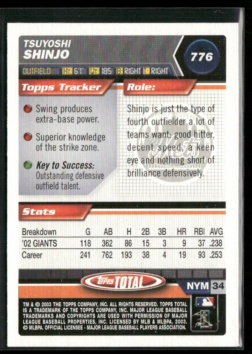 Tsuyoshi Shinjo 2003 Topps Total #776 New York Mets