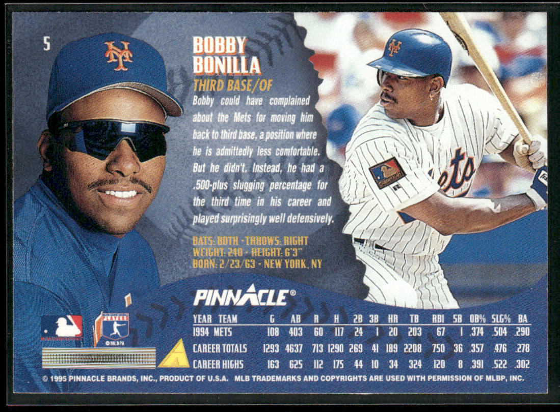 Bobby Bonilla 1995 Pinnacle #5 New York Mets