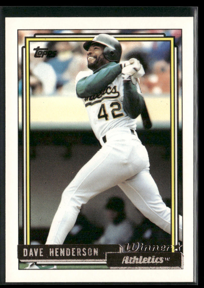 Dave Henderson 1992 Topps Gold Winners #335 Oakland Athletics