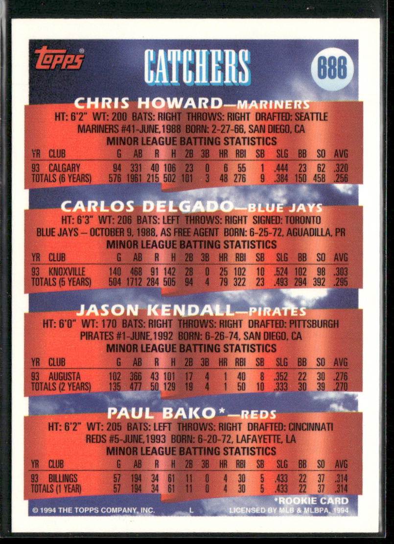 C Prospects (Howard / Delgado / Kendall / Bako) PROS, RC 1994 Topps #686
