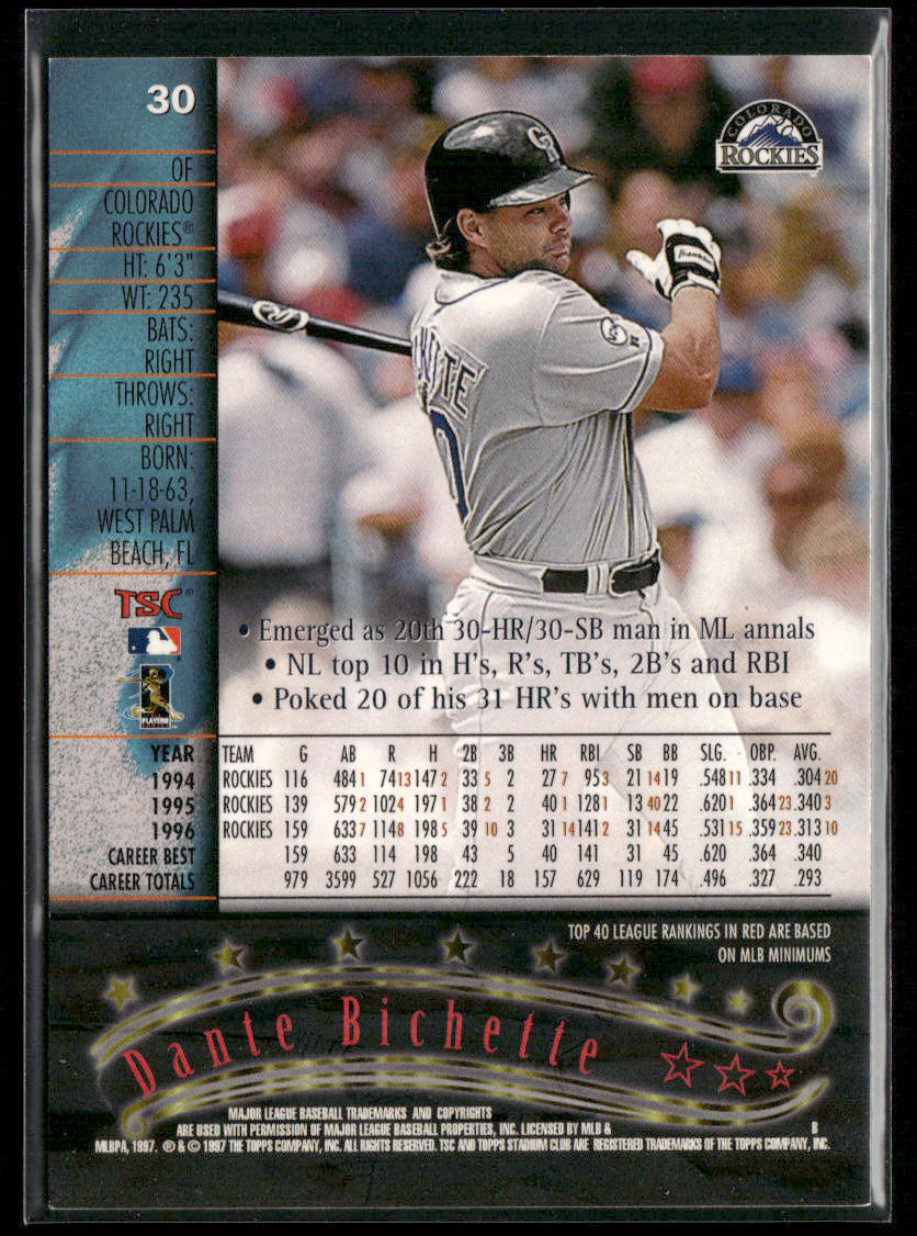Dante Bichette 1997 Stadium Club #30 Colorado Rockies