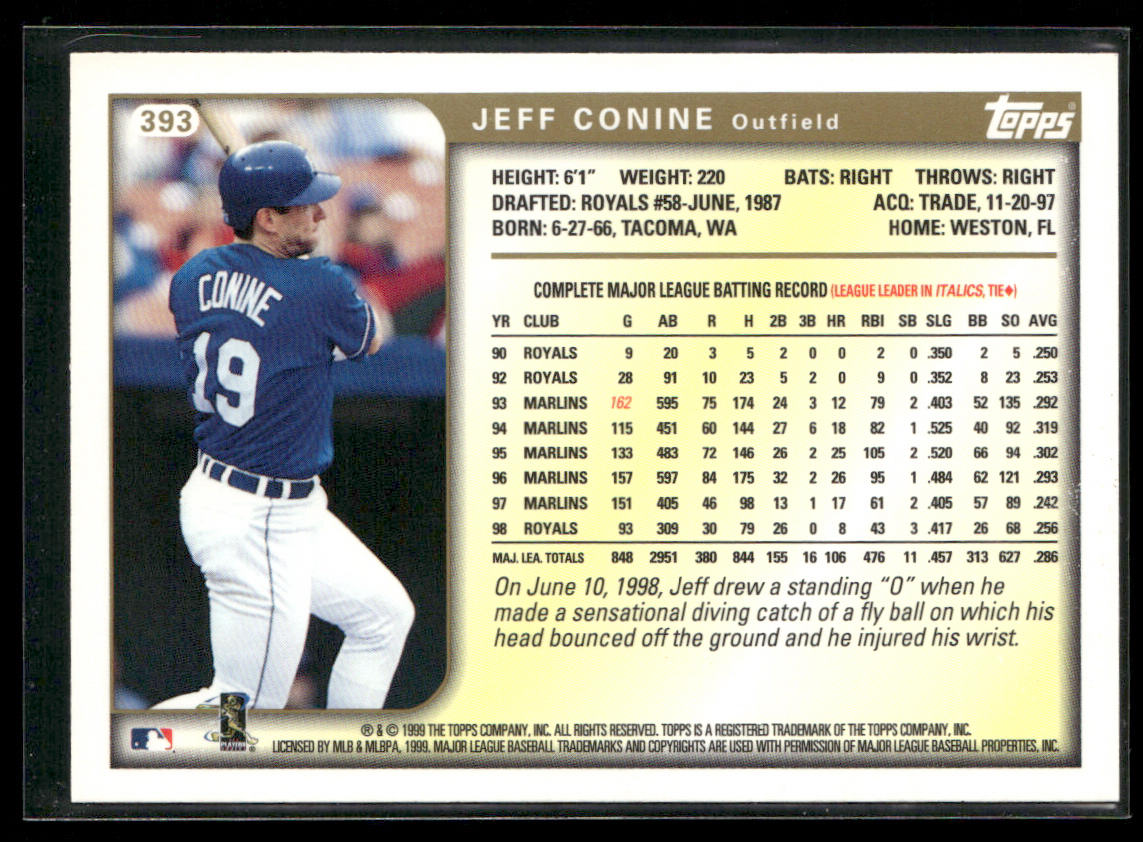 Jeff Conine 1999 Topps #393 Kansas City Royals back