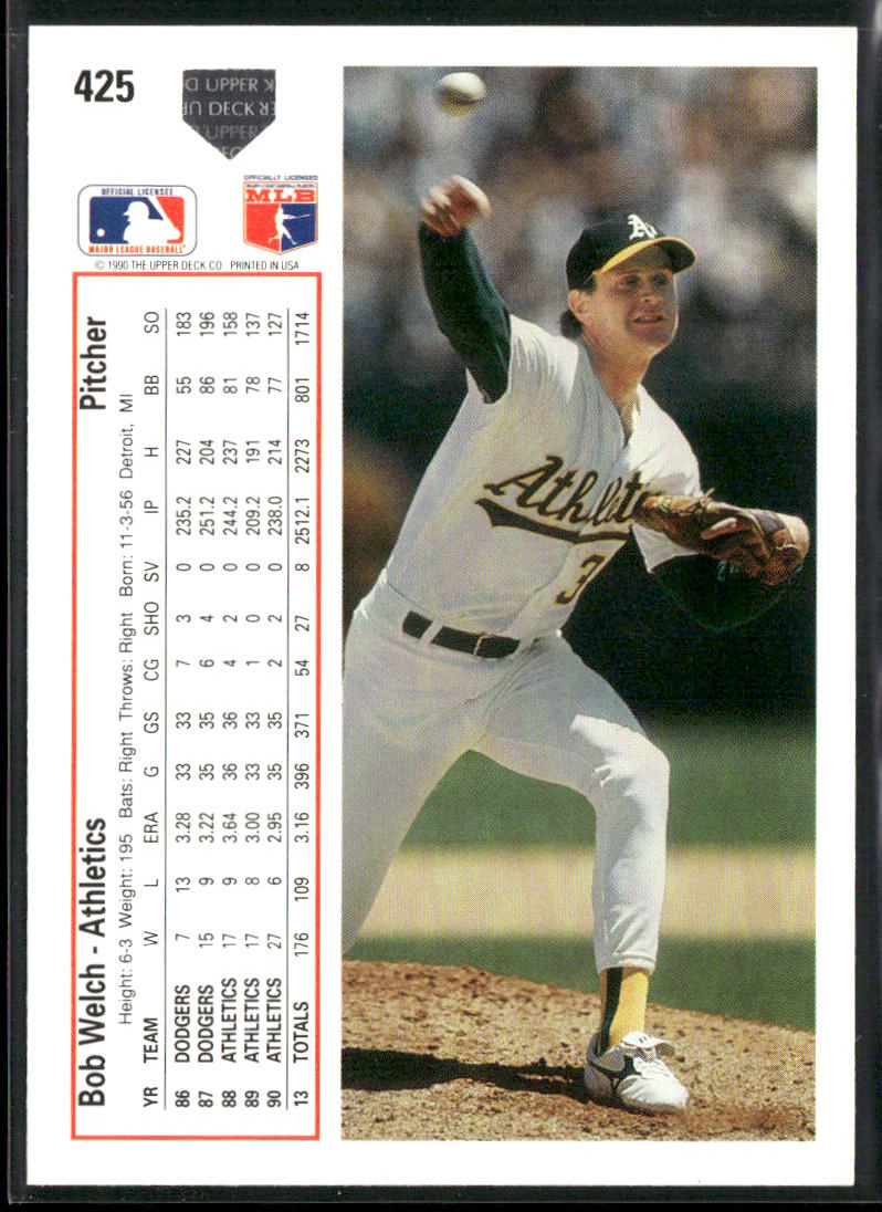 Bob Welch 1991 Upper Deck #425d Oakland Athletics