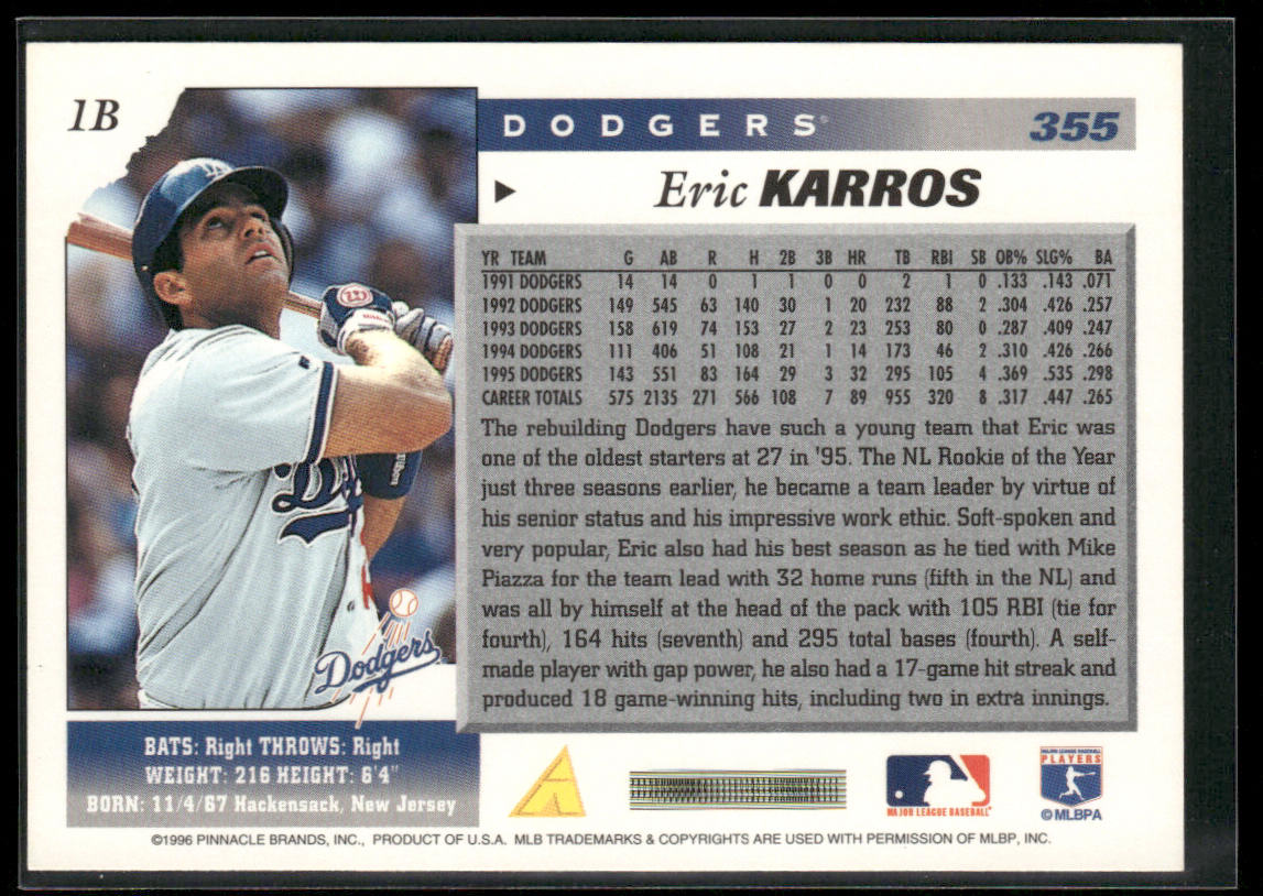 Eric Karros 1996 Score #355 Los Angeles Dodgers