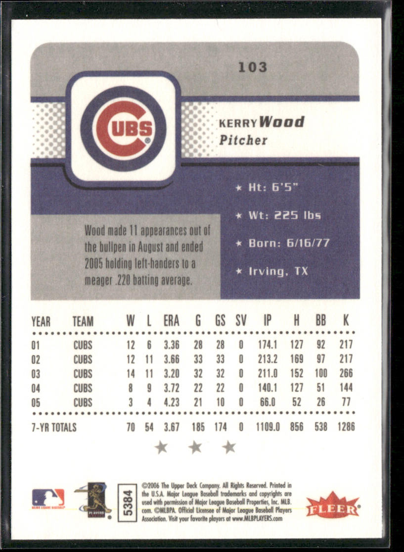 Kerry Wood 2006 Fleer #103 Chicago Cubs