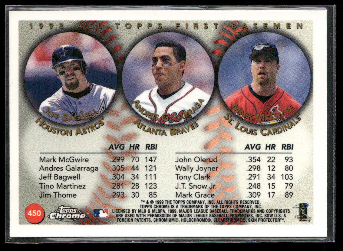 Jeff Bagwell / Andres Galarraga / Mark McGwire AT 1999 Topps Chrome #450