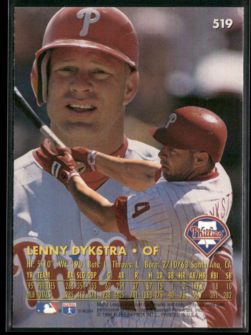 Lenny Dykstra 1996 Ultra #519 Philadelphia Phillies
